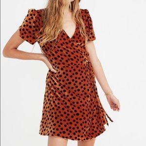 MADEWELL Leopard Velvet Wrap Dress—Size M (NWOT)